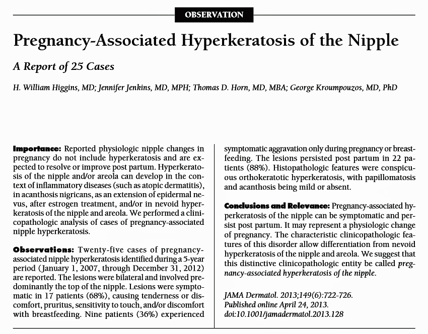 Pregnancy-Associated Hyperkeratosis of the Nipples